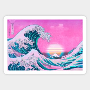 Vaporwave Great Wave Off Kanagawa Aesthetic Sunset Sticker